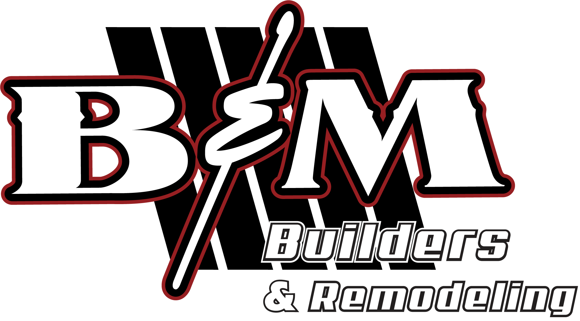 A black and white logo for b & m builders and remodeling.